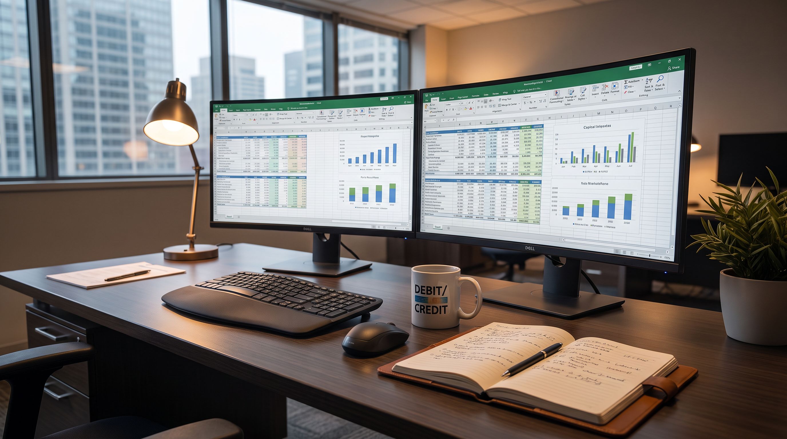 Financial reports and charts